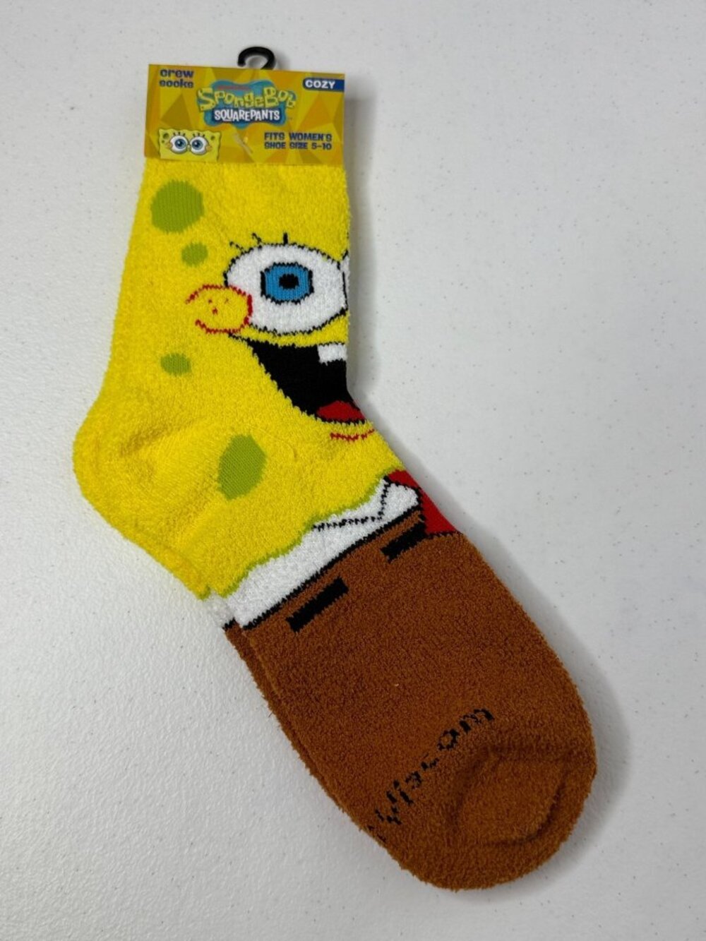 SpongeBob SquarePants Fuzzy Socks Womens 5-10 Yellow Cozy New